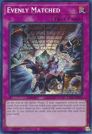 Evenly Matched Secret Rare 25th Anniversary Rarity Collection Yu-Gi-Oh! card