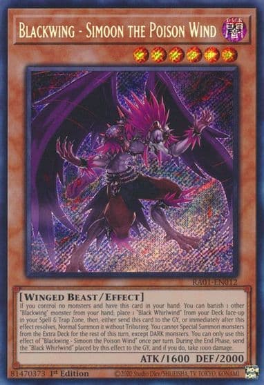 Blackwing Simoon the Poison Wind Secret Rare 25th Anniversary Rarity Collection Yu-Gi-Oh! card