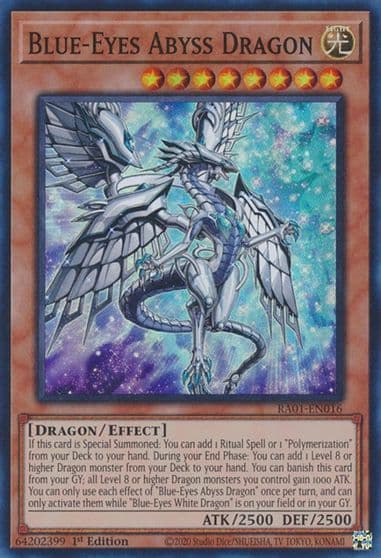 Blue Eyes Abyss Dragon 25th Anniversary Rarity Collection Yu-Gi-Oh! card