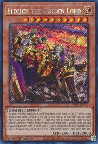 Eldlich the Golden Lord Alternate Art Platinum Secret Rare 25th Anniversary Rarity Collection Yu-Gi-Oh! card