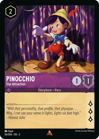 Pinocchio Star Attraction Rise of the Floodborn Lorcana card