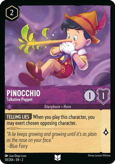 Pinocchio Talkative Puppet Rise of the Floodborn Lorcana card