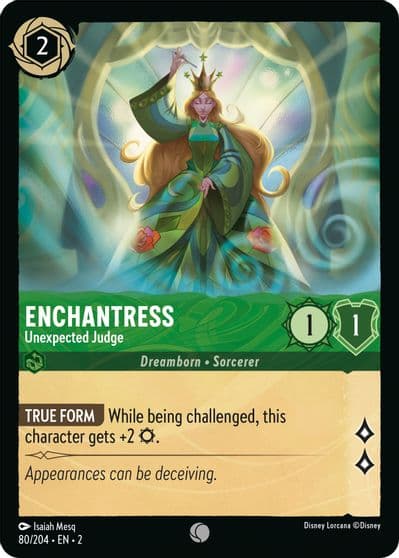 Enchantress Unexpected Judge Rise of the Floodborn Lorcana card