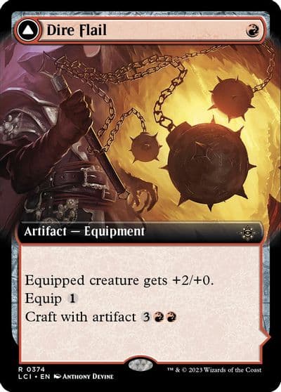 Dire Flail Extended Art The Lost Caverns of Ixalan Magic card