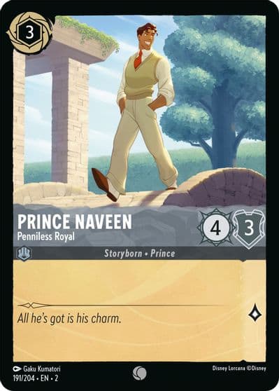 Prince Naveen Penniless Royal Rise of the Floodborn Lorcana card
