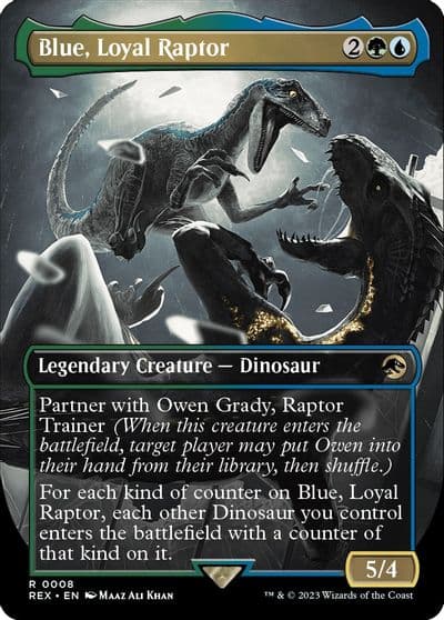 Blue Loyal Raptor Borderless Universes Beyond: Jurassic World Collection Magic card