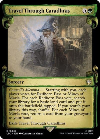 Travel Through Caradhras Showcase Scrolls Commander: The Lord of the Rings: Tales of Middle-earth Magic card