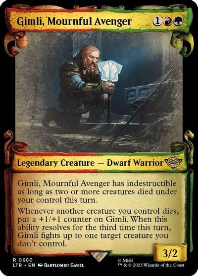 Gimli Mournful Avenger Showcase Scrolls Universes Beyond: The Lord of the Rings: Tales of Middle-earth Magic card