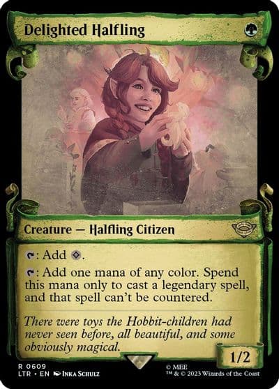 Delighted Halfling Showcase Scrolls Universes Beyond: The Lord of the Rings: Tales of Middle-earth Magic card