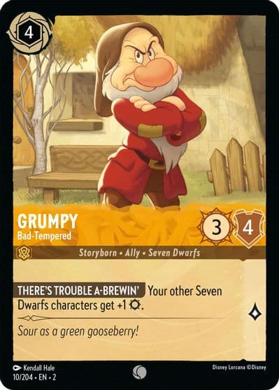 Grumpy Bad Tempered Rise of the Floodborn Lorcana card