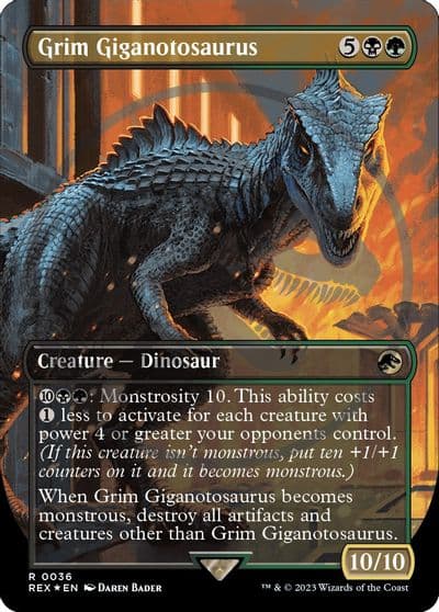 Grim Giganotosaurus Borderless Emblem Universes Beyond: Jurassic World Collection Magic card