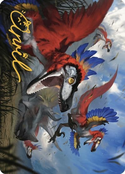 Wrathful Raptors Art Card Gold Stamped Signature Art Series: The Lost Caverns of Ixalan Magic card