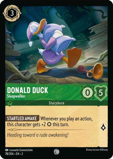 Donald Duck Sleepwalker Rise of the Floodborn Lorcana card