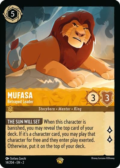 Mufasa Betrayed Leader Rise of the Floodborn Lorcana card