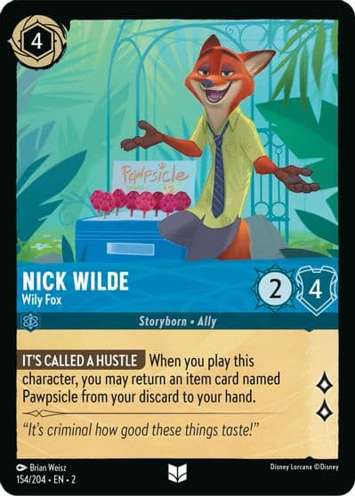 Nick Wilde Wily Fox Rise of the Floodborn Lorcana card