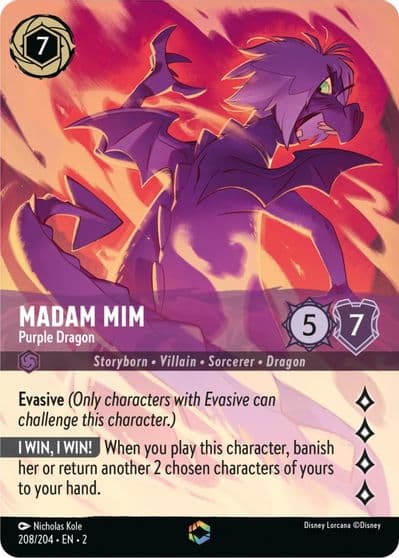 Madam Mim Purple Dragon Enchanted Rise of the Floodborn Lorcana card