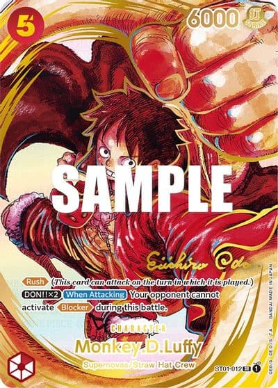 MonkeyDLuffy 012 Alternate Art Gold Stamped Signature Awakening of the New Era One Piece card