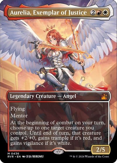 Aurelia Exemplar of Justice Anime Borderless Ravnica Remastered Magic card