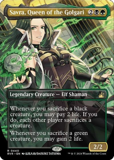 Savra Queen of the Golgari Anime Borderless Ravnica Remastered Magic card