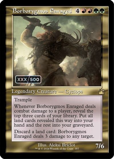 Borborygmos Enraged Retro Frame Serial Numbered Ravnica Remastered Magic card