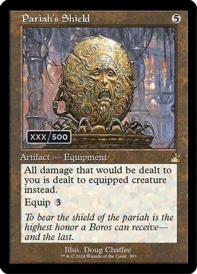 Pariahs Shield Retro Frame Serial Numbered Ravnica Remastered Magic card