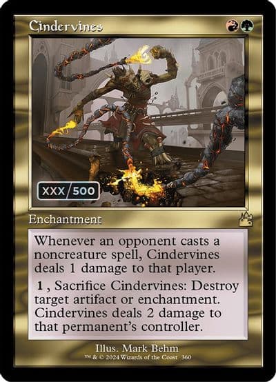 Cindervines Retro Frame Serial Numbered Ravnica Remastered Magic card