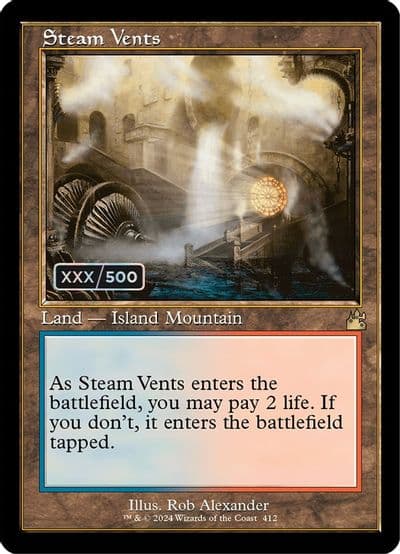 Steam Vents Retro Frame Serial Numbered Ravnica Remastered Magic card
