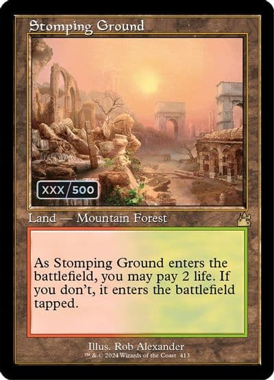 Stomping Ground Retro Frame Serial Numbered Ravnica Remastered Magic card