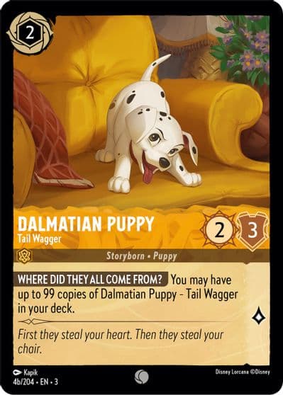 Dalmatian Puppy Tail Wagger 4b 204 Into the Inklands Lorcana card