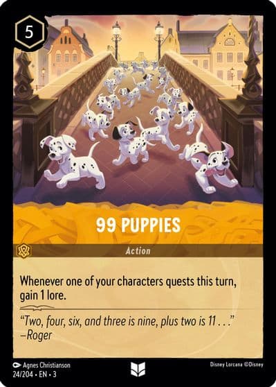 99 Puppies Into the Inklands Lorcana card