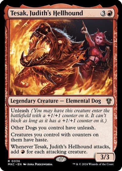Tesak Judiths Hellhound Commander: Murders at Karlov Manor Magic card