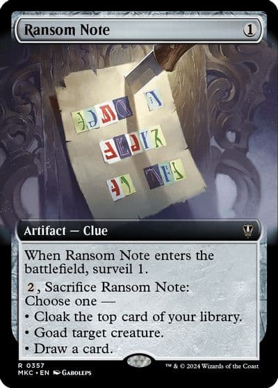 Ransom Note 0357 Extended Art Commander: Murders at Karlov Manor Magic card
