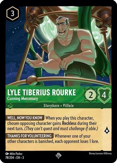Lyle Tiberius Rourke Cunning Mercenary Into the Inklands Lorcana card