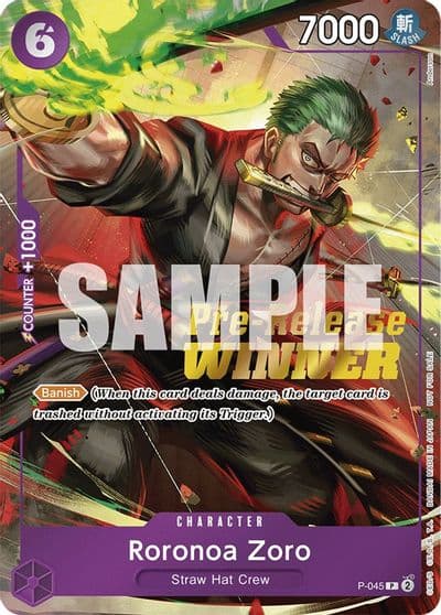 Roronoa Zoro OP 06 Pre Release Tournament Winner One Piece Promotion Cards One Piece card