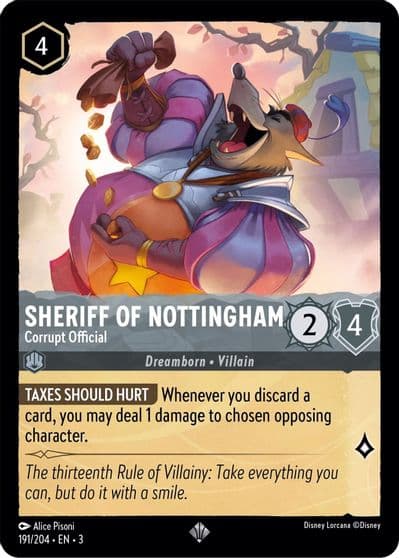 Sheriff of Nottingham Corrupt Official Into the Inklands Lorcana card
