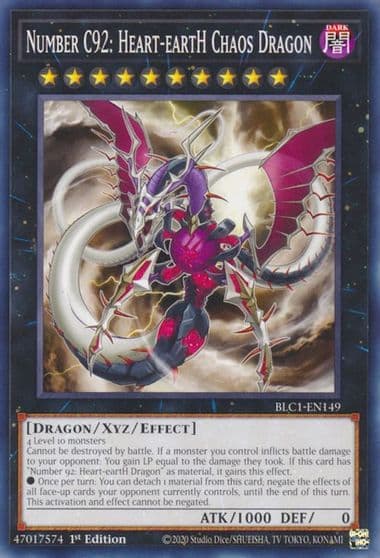 Number C92 Heart eartH Chaos Dragon Battles of Legend: Chapter 1 Yu-Gi-Oh! card