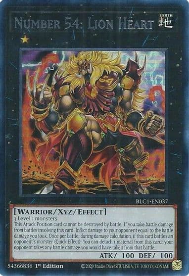 Number 54 Lion Heart Silver Battles of Legend: Chapter 1 Yu-Gi-Oh! card