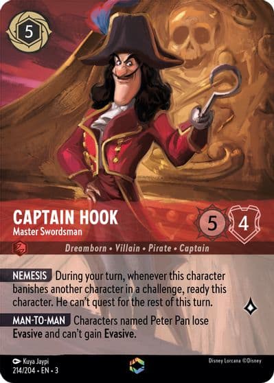Captain Hook Master Swordsman Enchanted Into the Inklands Lorcana card