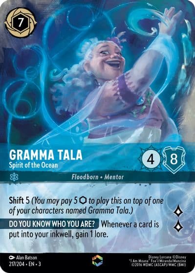 Gramma Tala Spirit of the Ocean Enchanted Into the Inklands Lorcana card