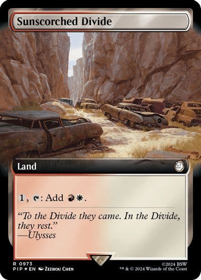 Sunscorched Divide Extended Art Surge Foil Universes Beyond: Fallout Magic card