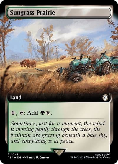 Sungrass Prairie Extended Art Surge Foil Universes Beyond: Fallout Magic card