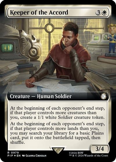 Keeper of the Accord Extended Art Surge Foil Universes Beyond: Fallout Magic card