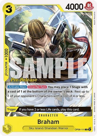 Braham Wings of the Captain Pre-Release Cards One Piece card