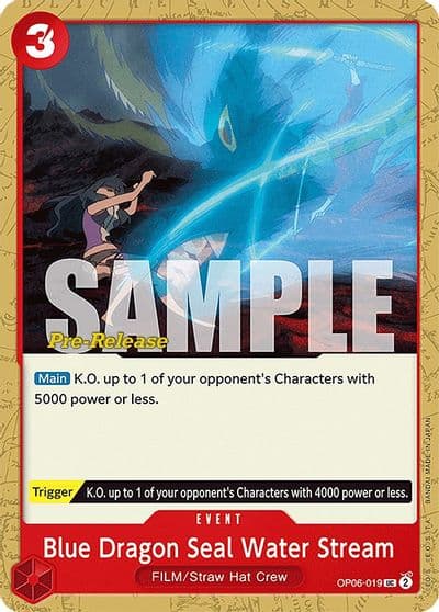 Blue Dragon Seal Water Stream Wings of the Captain Pre-Release Cards One Piece card