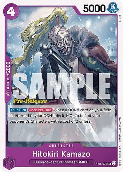 Hitokiri Kamazo Wings of the Captain Pre-Release Cards One Piece card
