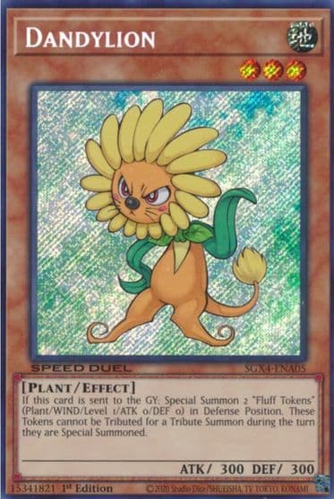 Dandylion Secret Rare Speed Duel GX: Midterm Destruction Yu-Gi-Oh! card
