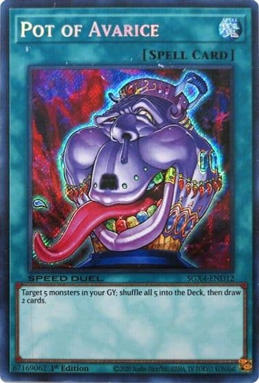 Pot of Avarice Secret Rare Speed Duel GX: Midterm Destruction Yu-Gi-Oh! card