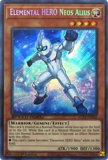 Elemental HERO Neos Alius Secret Rare Speed Duel GX: Midterm Destruction Yu-Gi-Oh! card