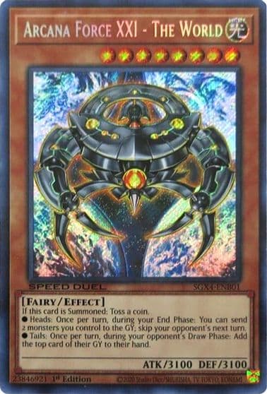Arcana Force XXI The World Secret Rare Speed Duel GX: Midterm Destruction Yu-Gi-Oh! card