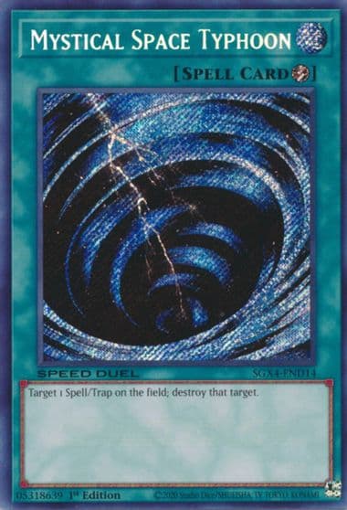 Mystical Space Typhoon Secret Rare Speed Duel GX: Midterm Destruction Yu-Gi-Oh! card